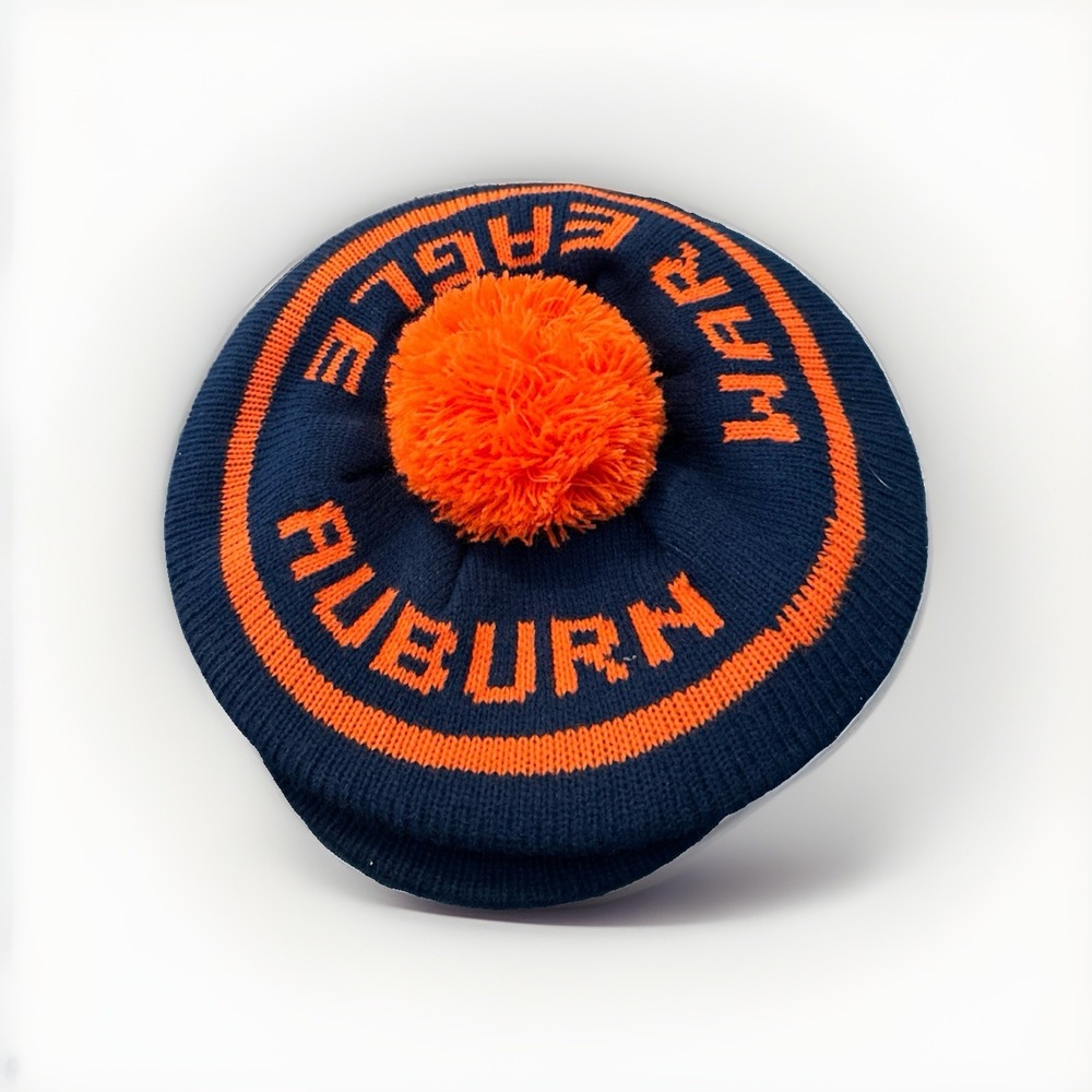 Vintage Auburn Beanie Hat with Brim War Eagle Blue And Orange - Picture 1 of 5